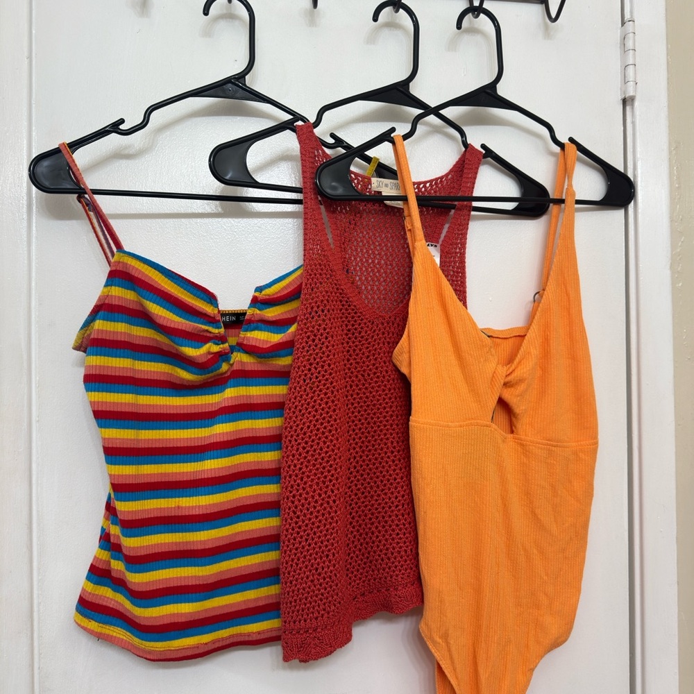 Tilly's Multicolor Striped, Red, and Orange  bodysuit